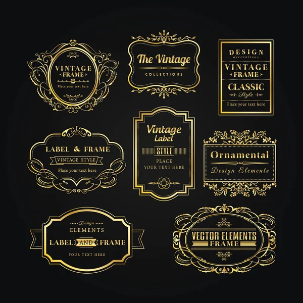 Moldura Logotipo Etiqueta Negócios Vintage Banner Luxo — Vetor de Stock