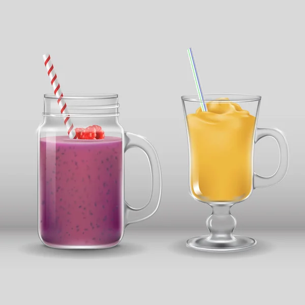 Smoothie Cóctel Bebida Fresco Verano Bar Vidrio — Vector de stock