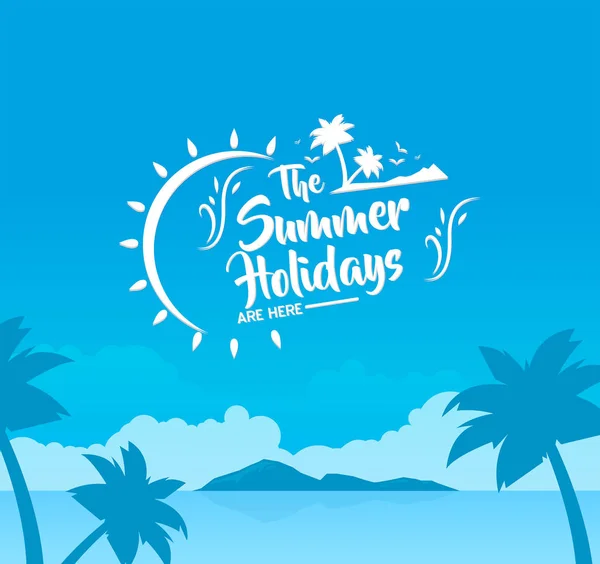假期背景暑假旅游海滩棕榈太阳 — 图库矢量图片