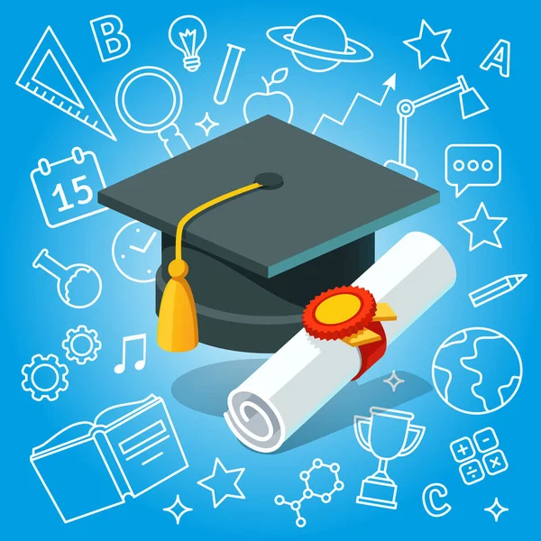 Faculdade Diploma Universitário Certificado Pós Graduação Cap Argamassa —  Vetores de Stock