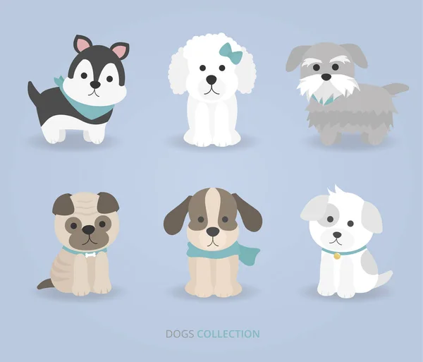 Cute Little Dogs Vector Set — Stock Vector