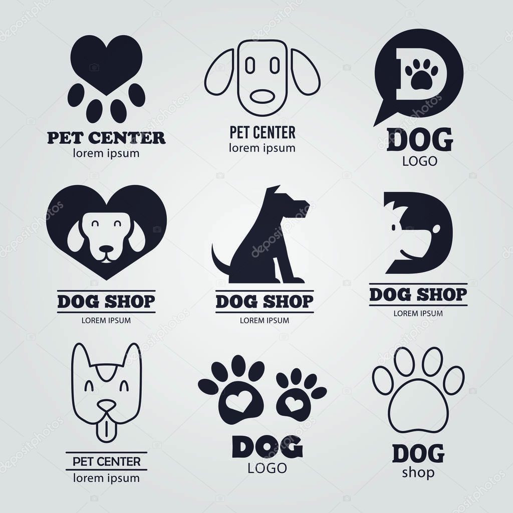 Pet center logo set design