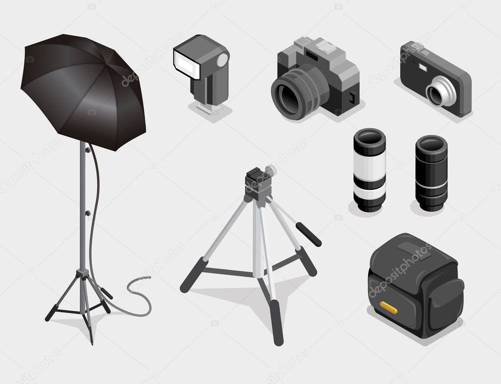 Digital photography equipment vector set