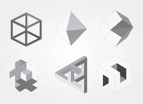 Forme Géométrique Isométrique Chiffres Ensemble — Image vectorielle