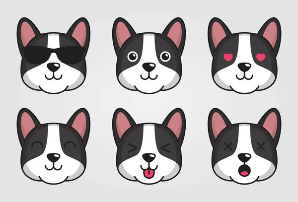 Kawaii Dog Face Collection Set — стоковый вектор