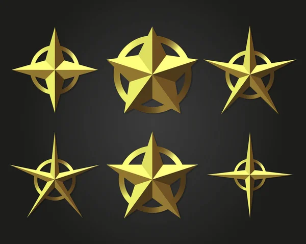Gyllene Geometriska Stjärnan Vektor Set — Stock vektor