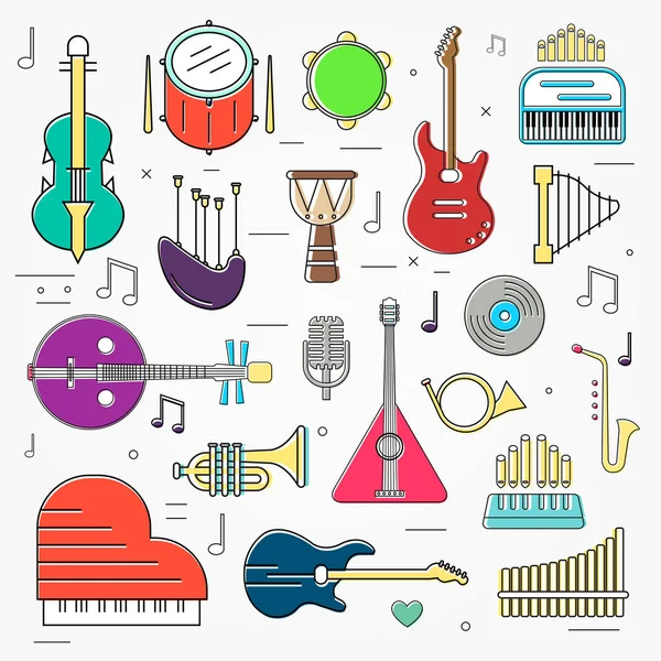 Variety Musical Instruments Set — Stock Vector