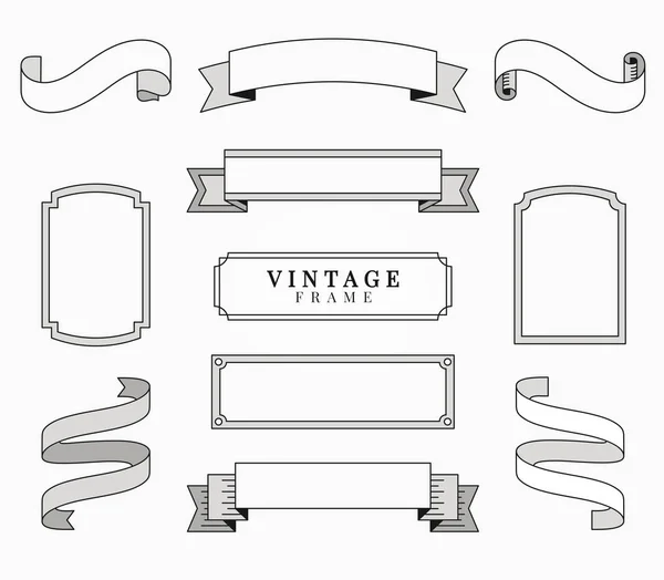 Ornamental Frame Ribbons Set — Stock Vector