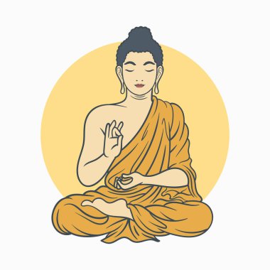 Buda Karikatür Çizim Tasarımı Meditasyonu