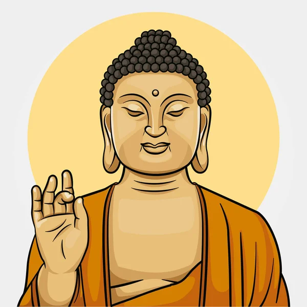 Meditando Buddha Desenho Animado Ilustração Design —  Vetores de Stock