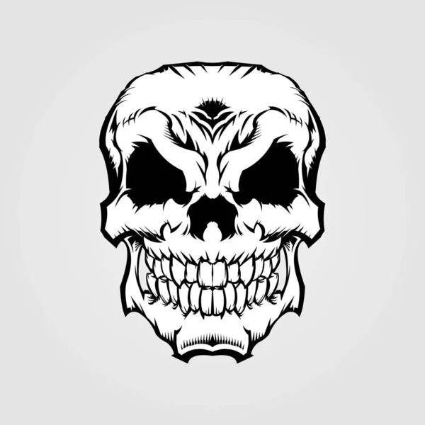 Diseño Cabeza Cráneo Esqueleto Blanco — Vector de stock