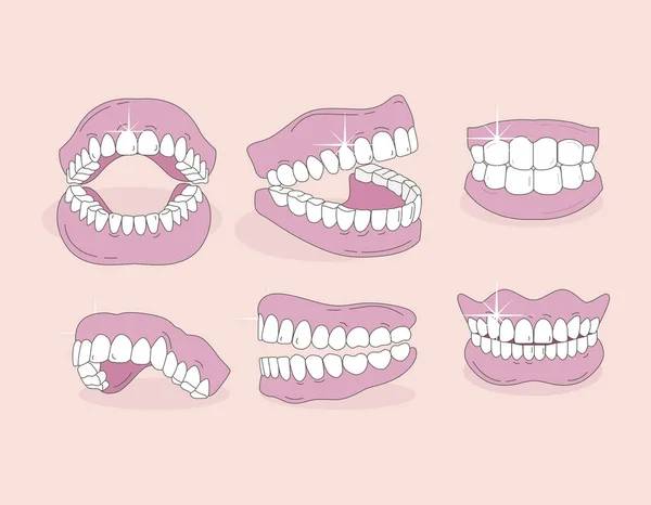 Conjunto Salud Bucal Dental — Vector de stock