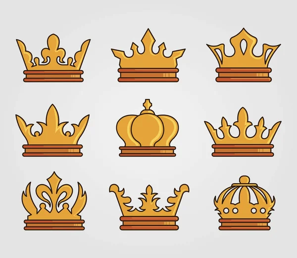 Königliche Krone Schmuck Dekoration Set — Stockvektor