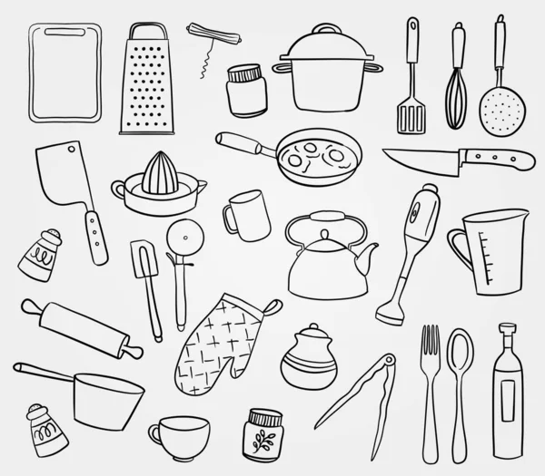 Conjunto Suministros Para Hogar Cocina — Vector de stock