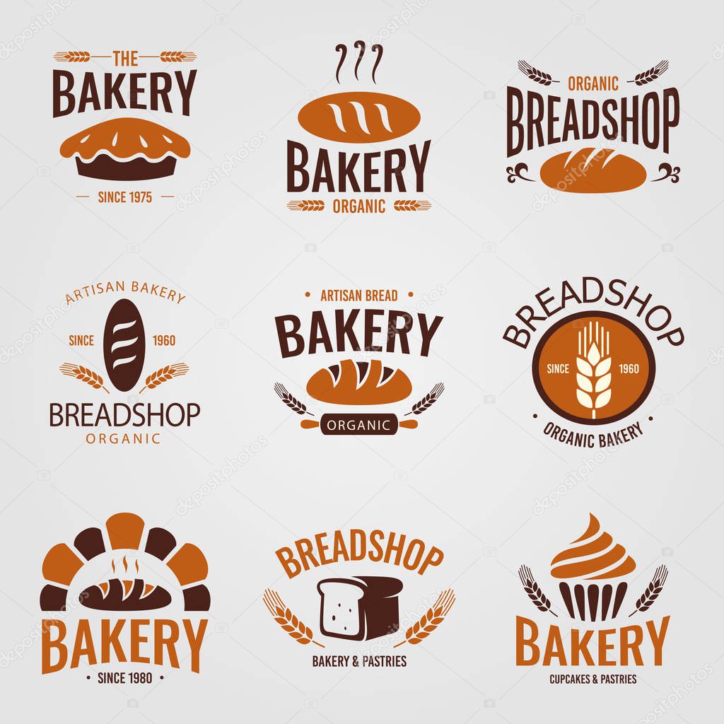 Artisan organic Bakery logo set