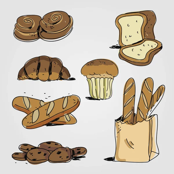 Delicious Bakery Pastry Bread — Stock vektor