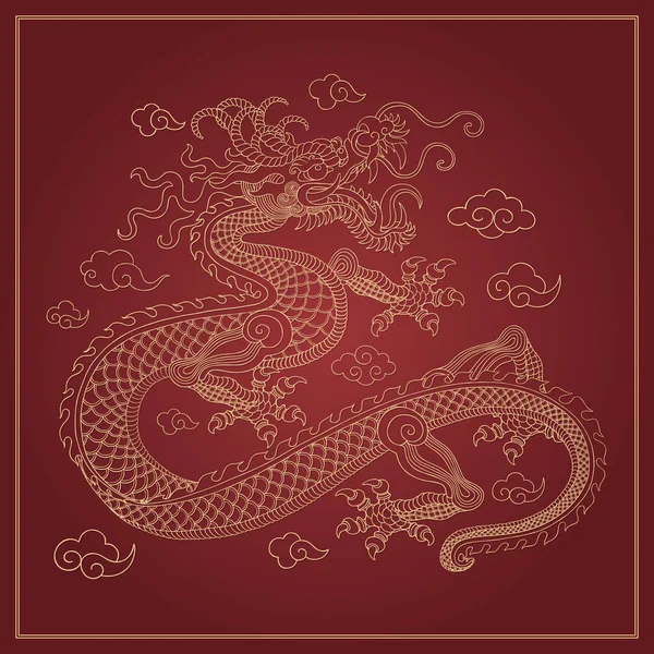 Ancient Chinese Dragon Art Design — Stock Vector