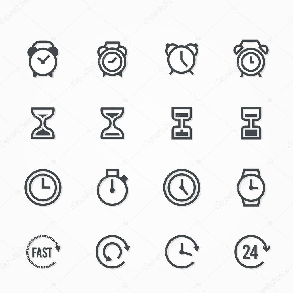 Clock and time icon set