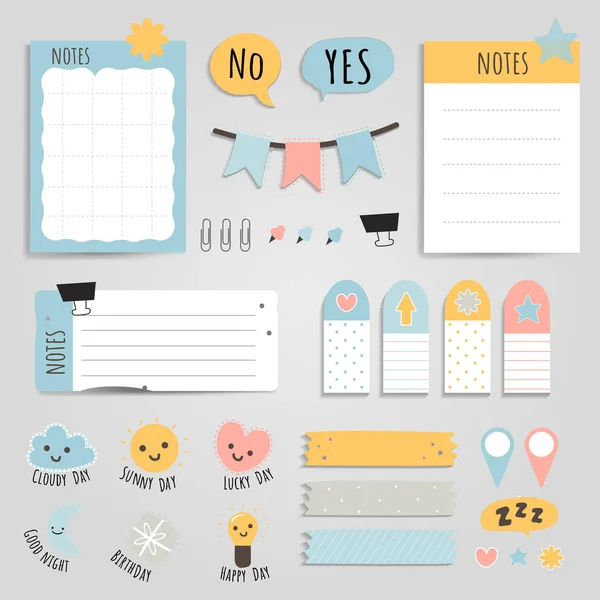 Kleurrijke Memo Pad Papier Set — Stockvector