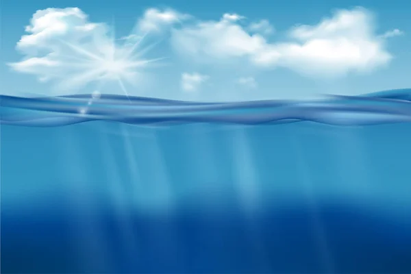 Conception Paysage Océanique Eau Bleue — Image vectorielle