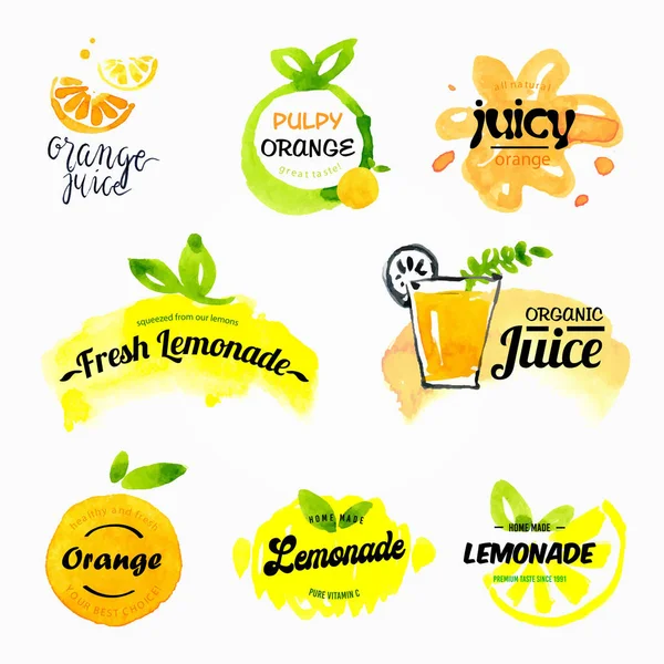 Ensemble Étiquettes Jus Fruits Frais — Image vectorielle