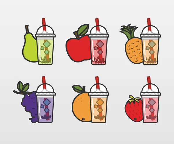 Set Bebidas Batido Fruta Fresca — Vector de stock