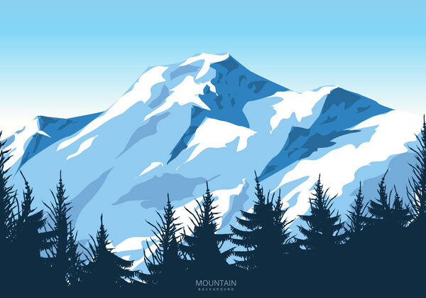 Wild mountain landscape illustration design