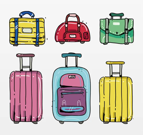 Variété Ensemble Bagages Mode — Image vectorielle