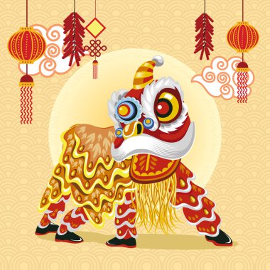 Geleneksel Çin aslanı çizimi