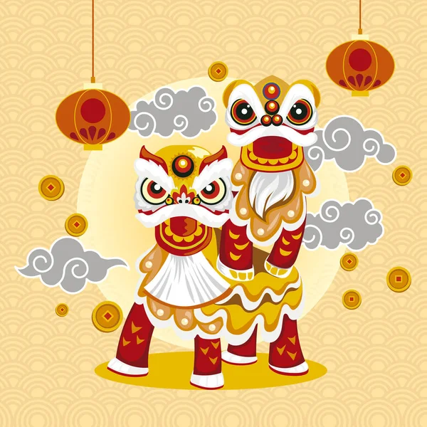 Illustration Traditionnelle Chinoise Lion — Image vectorielle