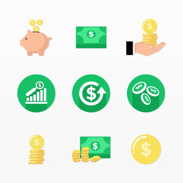 Variety Money Icon Set — Stock Vector