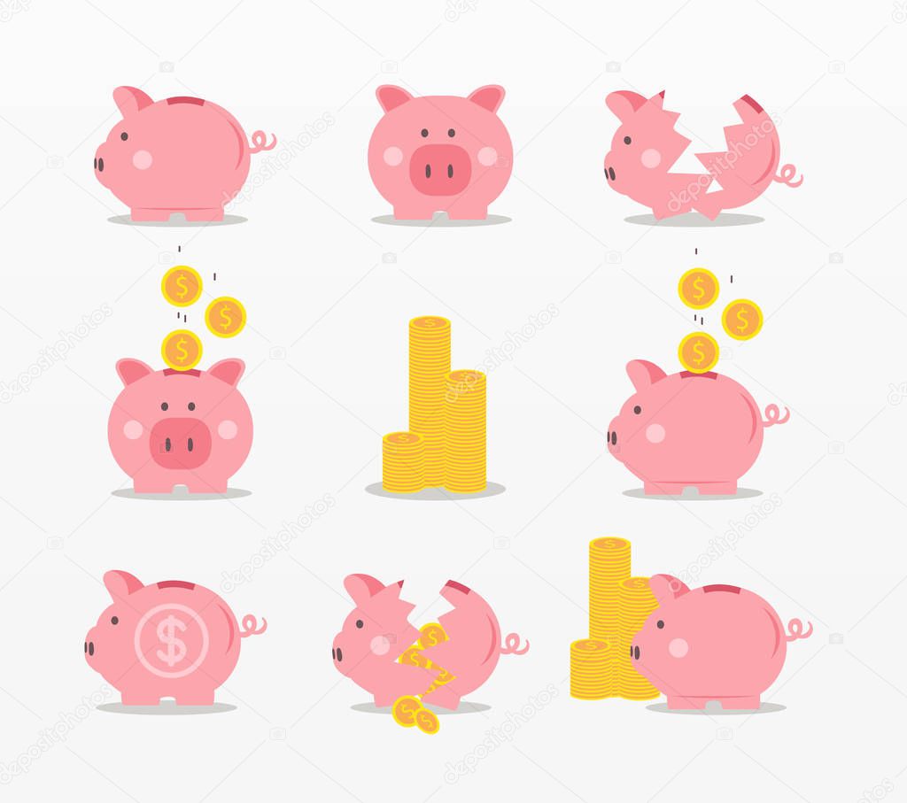 Variety of piggy bank icon