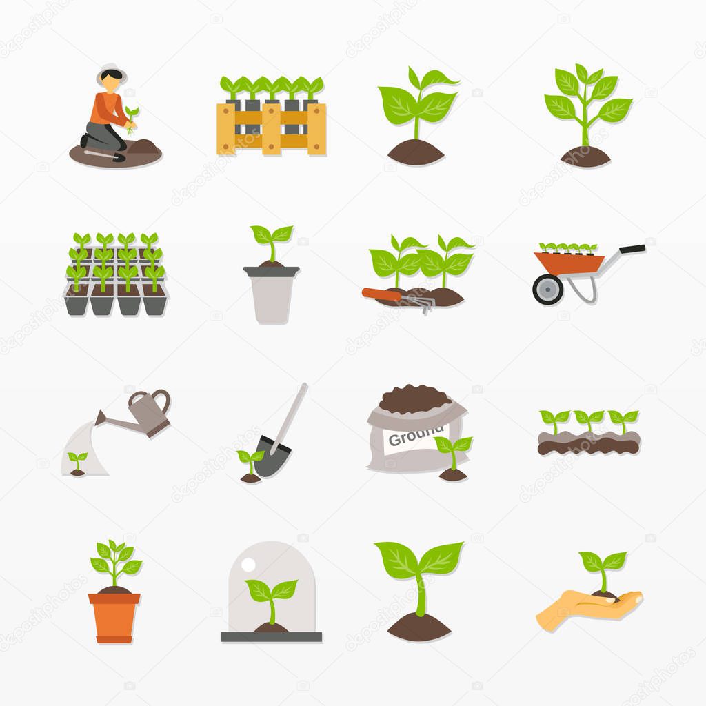 variety of gardening icon set