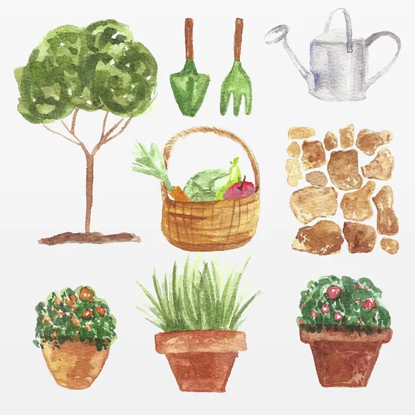 Variété Illustration Jardinage Ensemble — Image vectorielle