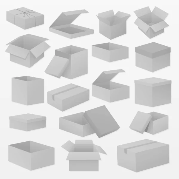Variasi Dari Set Kotak Kardus - Stok Vektor