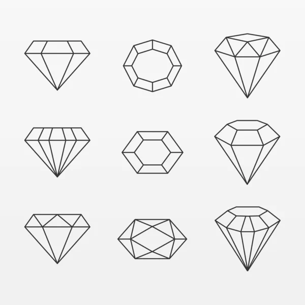 セットされたダイヤモンド石の種類 — ストックベクタ