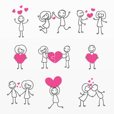 Aşk illüstrasyonunun çeşitliliği