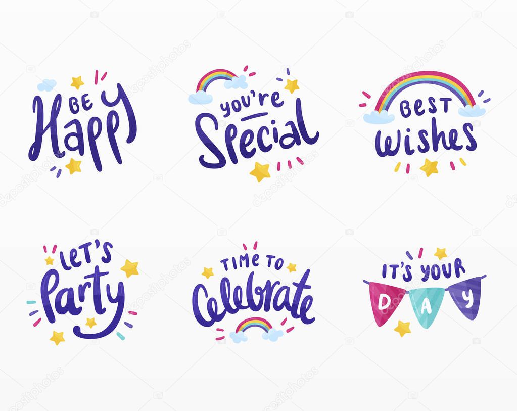 Variety of happy birthday set