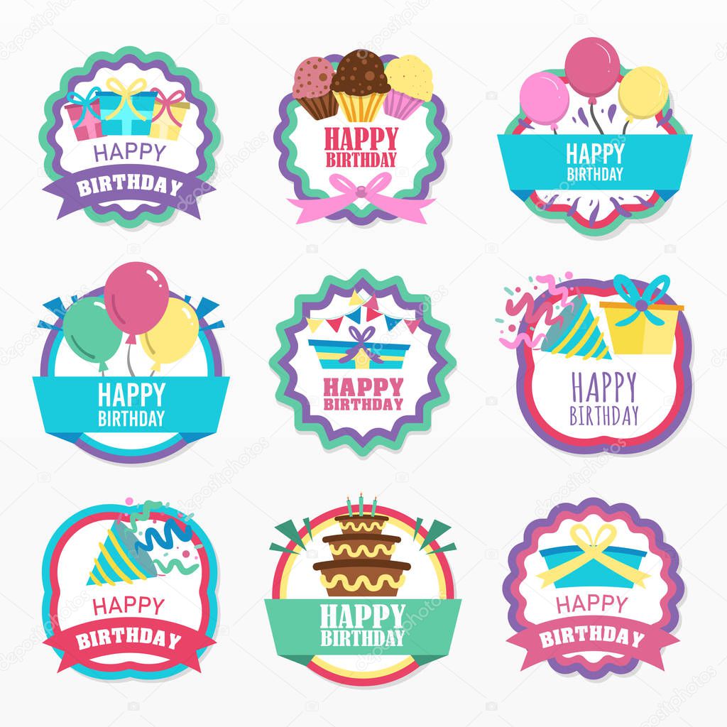 Variety of happy birthday set