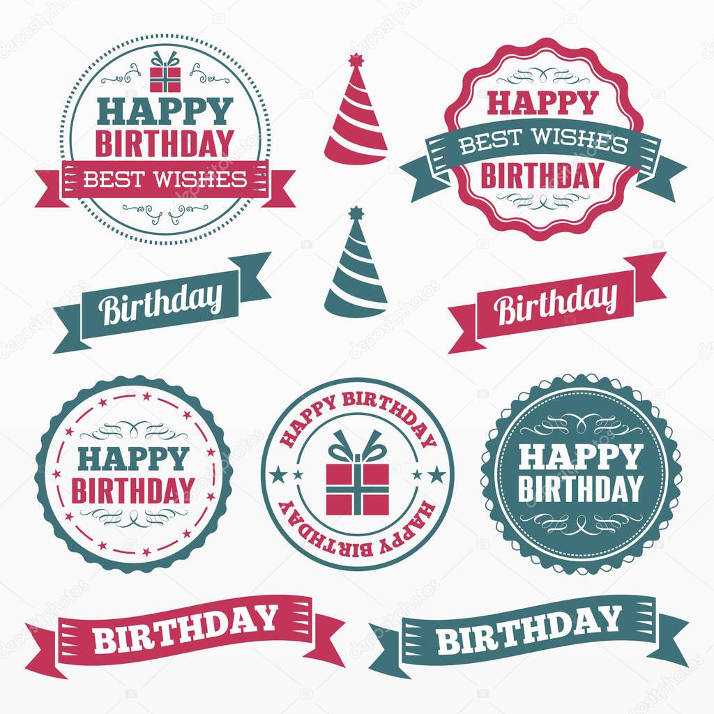 Variety of happy birthday set