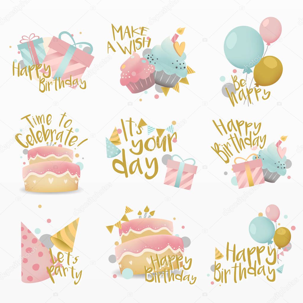 Variety of happy birthday set