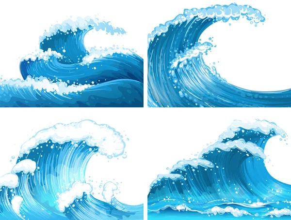 Summer Sea Waves Illustration Set — Stock Vector