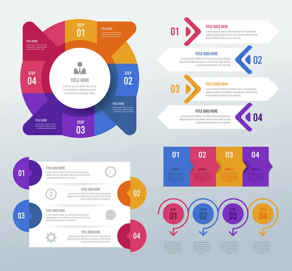 Diseño Vectores Infografía Empresarial Digital — Vector de stock