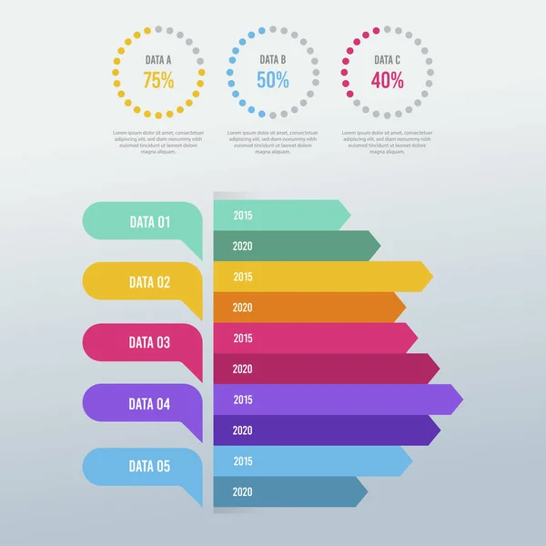 Diseño Vectores Infografía Empresarial Digital — Vector de stock