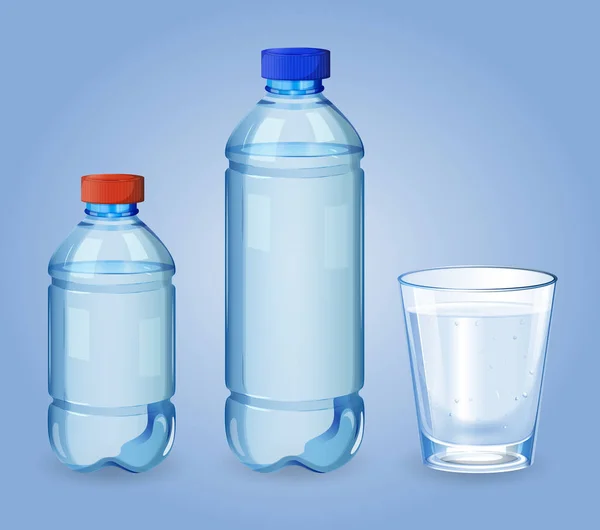 Bicchiere Bottiglie Acqua — Vettoriale Stock