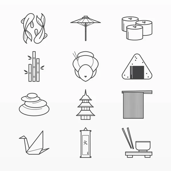 Verscheidenheid Van Japanse Pictogram Set — Stockvector