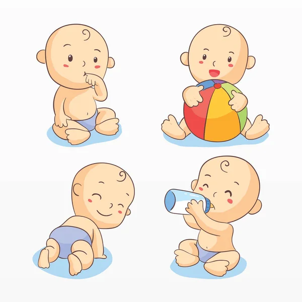 Különböző Aranyos Csecsemők Készlet — Stock Vector