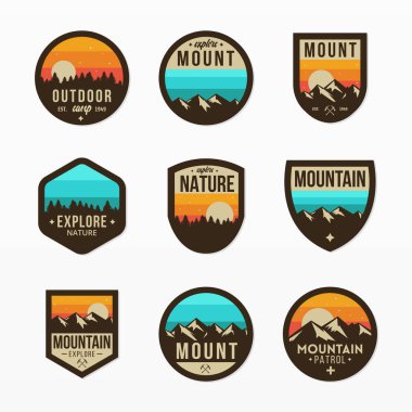 Camping and mountain emblem set