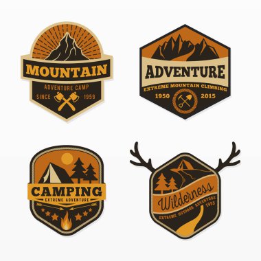 Camping and mountain emblem set