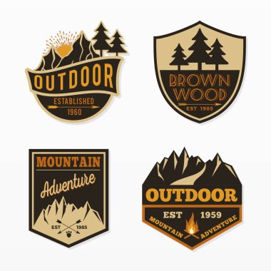 Camping and mountain emblem set